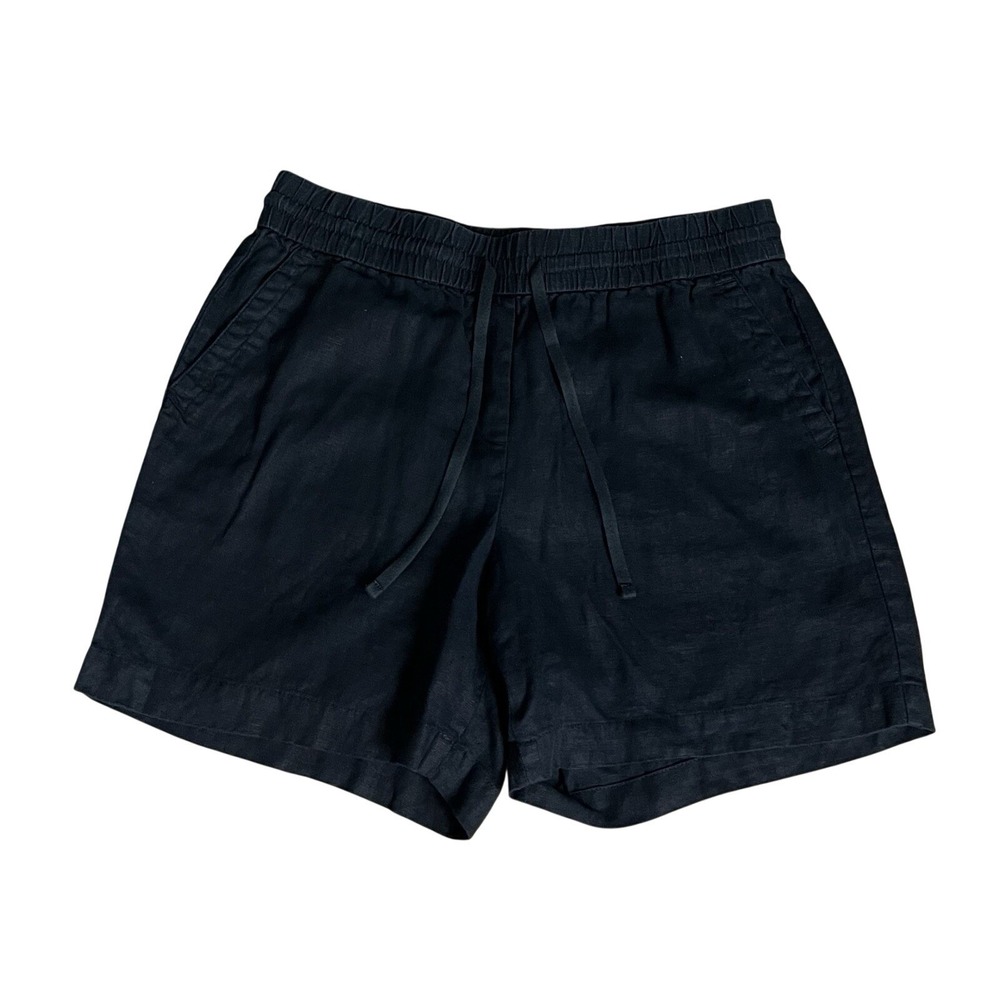 Talbots 100% Linen Navy Blue Elastic Waist Pull On Shorts Women's‎ Size L